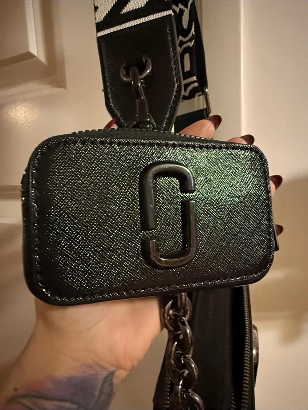 Marc Jacobs Black Micro Snapshot Charm includes dustbag